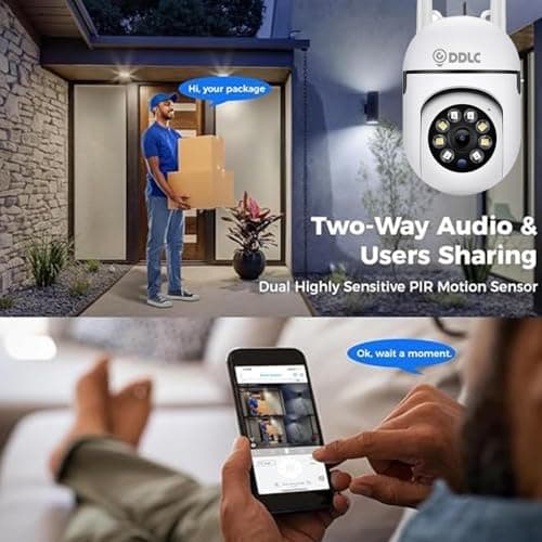 DDLC 4MP Smart WiFi Outdoor PTZ CCTV Camera | 360° Pan Tilt | Color Night Vision | Motion Detection | Two Way Audio | Wireless Home Security Camera with Mobile App V380 Pro (Mini PTZ) 4