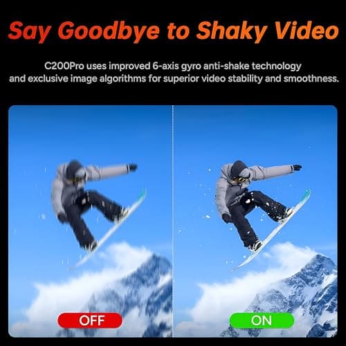 SJCAM C200Pro Mini Pocket Action Camera 4K30fps Optical 20MP | 1.33" HD Touch Screen | 40M Waterproof | 135° FOV, WiFi 5GHz | 6-Axis Gyro Stabilization, 1200mAh Battery, Fast C-Type Charge | Black 5