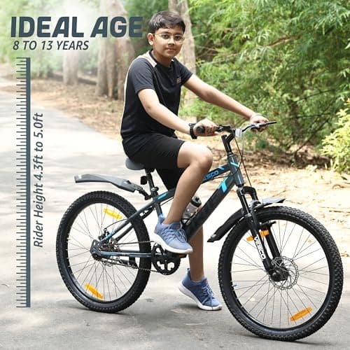 VESCO 24 T Drift Cycle for Big Kids MTB Mountain Bike | Dual Disk Brake & Front Suspension Single Speed Bicycle for Boys and Girls | 16 inches Frame | Ideal for 9-14 Years (Grey) 2