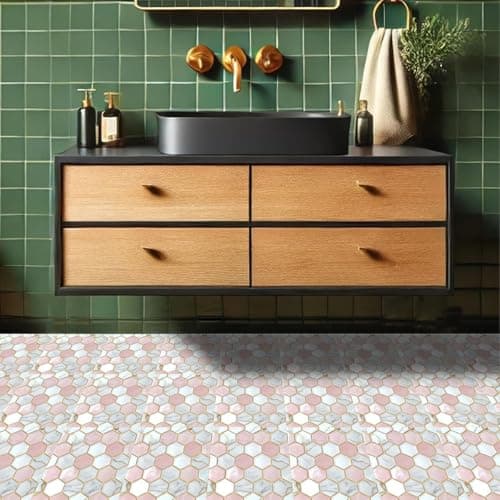Tiles Sticker Peel and Stick Removable Self Adhesive DIY Vinyl Flooring Stickers for Kitchen Bathroom Living Room Entryway Home Decor (new 26, 6x6 inch (40 pic)) 2