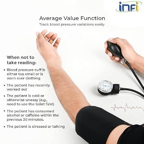 Infi Aneroid Dial Type Sphygmomanometer Blood Pressure Monitor | BP Apparatus Manual | Manual Blood Pressure Machine| For Precise Measurements | Readable and Clear Dial | 1 Year Warranty | Latex Free  5