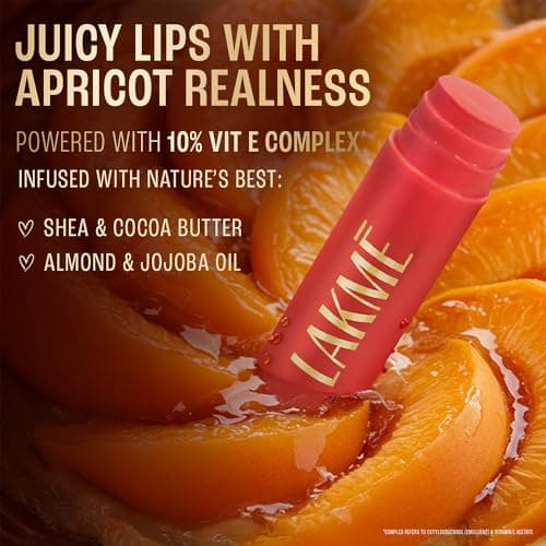 Lakme Lip Love Care Stick Apricot, with 10% Vitamin E Complex, nourished with Shea & Cocoa Butter and enriched with Almond & Jojoba Oil for 24hr moisturization in just 1 swipe, with SPF 15, 4.5g 4