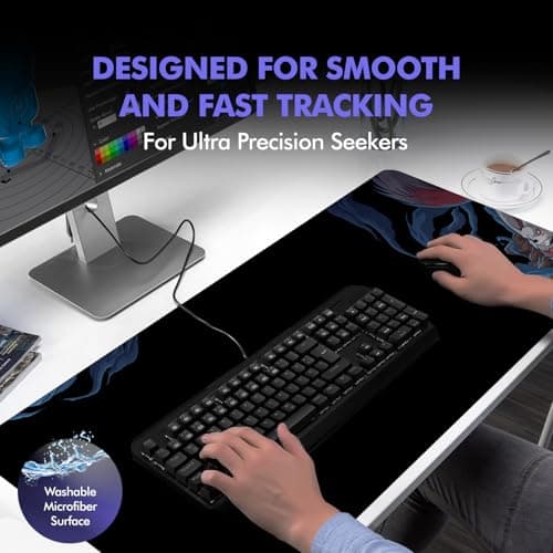 EvoFox Falcon X85 Extended Mouse Pad/Desk Pad for Laptop, PC Gaming and Desk with Extra Large Speed Surface, Non-Slip Base and Anti-fray Stitched Edges XXL [850mm x 300mm] 4