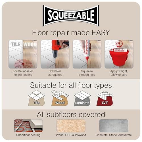 Fix-A-Floor All-in-one repair adhesive for loose, hollow and squeaky tiles, wood, LVT, LVP and laminate floors 5