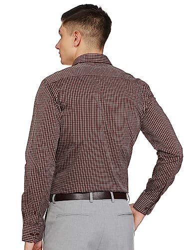 Park Avenue Men's Slim Fit Full Sleeve Formal Shirt | Solid Maroon in Luxury Cotton 2