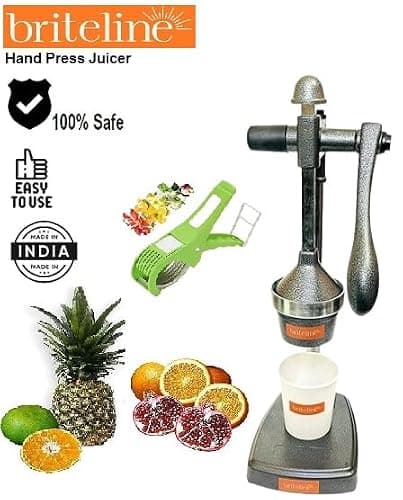 BRITELINE Manual Hand Juicer with Vegetable Cutter | Juicer Handy for Kitchen For Fruits & Vegetables Hand Juicer (Silver) 2