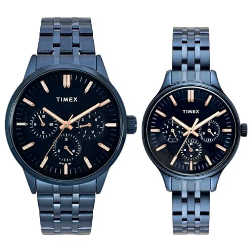 TIMEX Blue Round Dial Analog Pair's Watch - TW00PR319