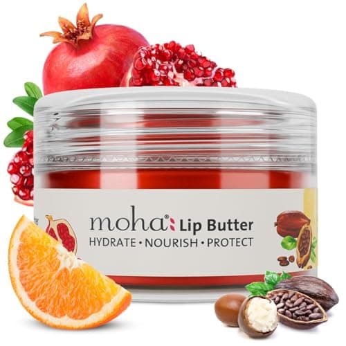 Moha Lip Butter for Dry & Pigmented Lips | Balm with Cocoa & Shea Butter, Pomegranate, Vitamin C & E | Heals Chapped Lips, Deep Nourishment, Clinically Proven Long Lasting & Brightens Tone | Reduce Pi