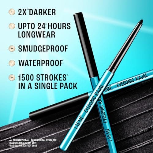 Lakme 9-5 Eyeconic Kajal, Classic Brown, Smudgeproof and Waterproof that lasts upto 24H, for 2x dark pigment, 0.35g 4