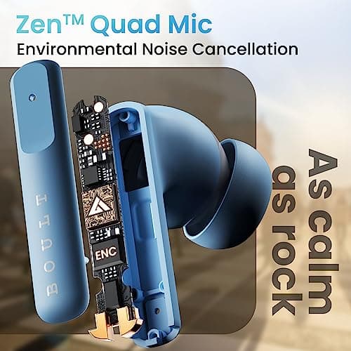 GOBOULT Z60 Made in India Ear Buds Wireless 60H Playtime, 4 ENC Mics Clear Calling, 50ms Low Latency Gaming, 13mm Bass Driver Earbuds Bluetooth Wireless Earphones (Powder Blue) 4