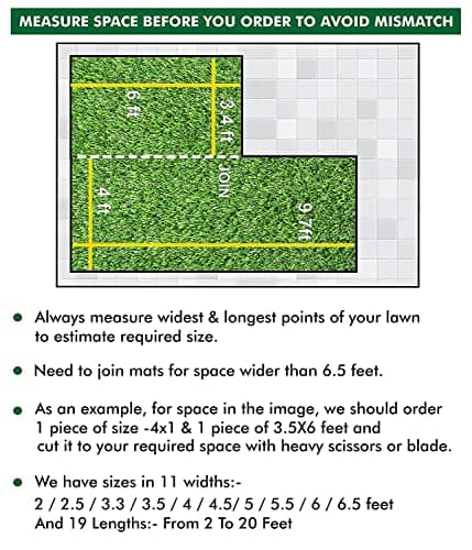 Yellow Weaves 35 Mm High Density Artificial Grass Carpet Mat For Balcony, Lawn, Door (2 X 3 Feet), Green 5
