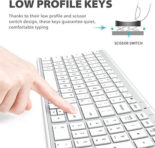 iClever Wireless Keyboard & Mouse Combo GK03-2.4G Portable Wireless Keyboard Mouse with Rechargeable Battery, Ergonomic Design, Full Size, Slim & Thin, Stable Connection, Adjustable DPI, Silver/White 4
