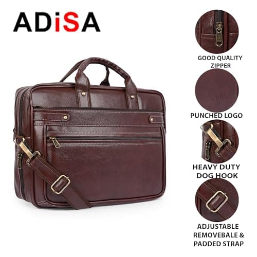ADISA Laptop Messenger Office Bag Briefcase for Work for Men (LB6051-BRO) 3