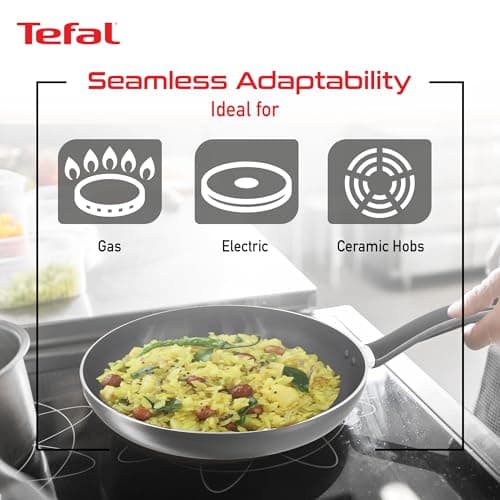 Tefal Delicia Titanium Non-Stick Coating Fry Pan | Thermo-Spot Technology/PFOA Free, Titanium Non-Stick Coating / 28 cm/Suitable for Gas, Electric, Ceramic Hobs/Black / 2 Years Coverage 6