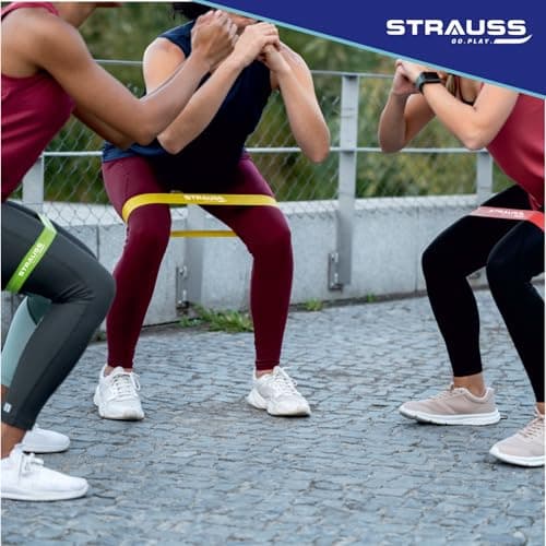Strauss Natural Latex Resistance Loop Bands | Smell-Free & Skin Friendly | (Pack of 5) Useful for HIPS, Arms & Legs Workouts. Tear Resistant & Anti-Slip | Theraband for Fitness & Toning, Multicolor 4