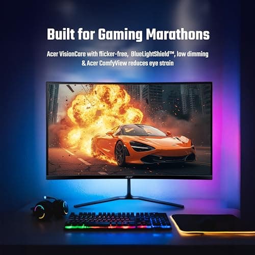 Acer Nitro ED270 X0 27 inch Full HD 1920×1080 VA Curved Gaming Monitor | 200 Hz Refresh | 1 ms VRB | AMD FreeSync Premium | HDR10, sRGB 99% | ZeroFrame | Tilt Adjust | HDMI & DisplayPorts | Black 4