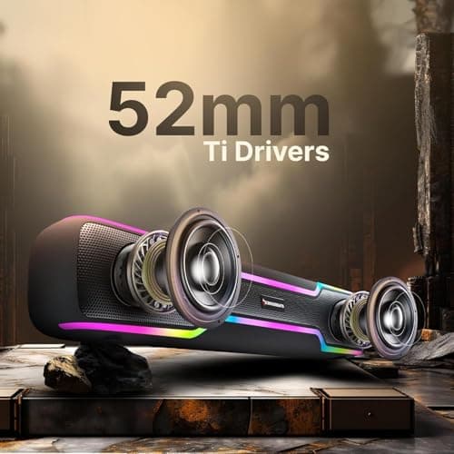 CrossBeats Blaze B50 (2026) Bluetooth 50W Soundbar Gaming RGB Light, AUX, BT, SD Card, USB &FM, 8 Hrs Playtime Fast Charge Sound bar smart tv with Built-in mic, Speaker for Mobile, PC, Laptop - Black 3