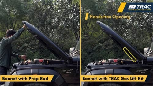 TRAC Hand Free Hood/Bonnet Opening Gas Spring System Compatible with Mahindra THAR &Thar ROXX (Gas Springs + Brackets) -ULTRA Lift Dynamic Gas Spring | Car Accessory | Easy Installation 4