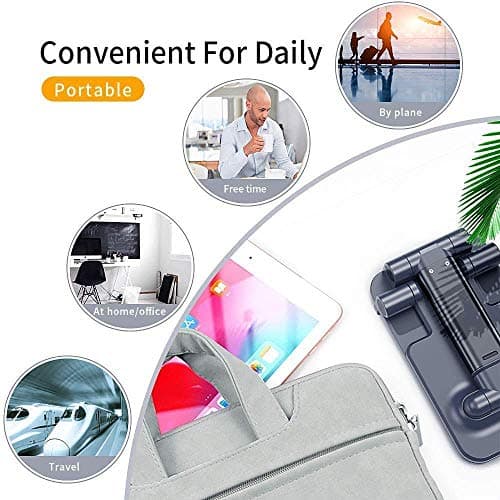 HOLD UP Adjustable Cell Phone Stand, Foldable Portable Phone Stand Phone Holder for Desk, Desktop Tablet Stand Compatible with Mobile Phone/iPad/Tablet (Black) 4