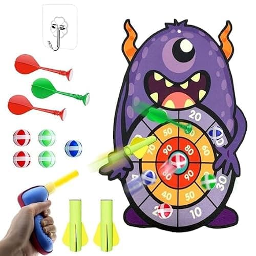 Amazon Brand - Jam & Honey Shooting Dart Game for Kids Cartoon Target Toy Sets, Fabric Dart Board, Children's Indoor Outdoor Sport Game Toys Gifts (Monster) 2