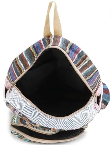 Natural Handmade Himalayan Hemp Backpack for Men & Women | Large Multi Pocket Eco-Friendly Rucksack for School, Travel, Hiking, Festival | Vegan Boho Backpack from Nepal | 4