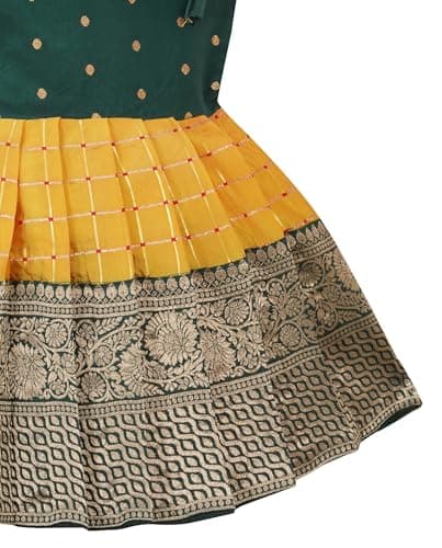 PW PLATYPUS WORLD New South Indian Traditional Pattu Pavadai Tapeta Silk Frock for Baby Girls Frock (3-6 Months) 3