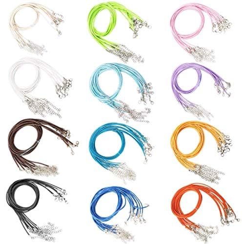 DIY Crafts Pack of 10 Pcs, Design No # 1, Unisex Multicolour Soft Leather Necklace Cord with Lobster Clasp for Jewellery Mak (Pack of 10 Pcs, Design No # 1)
