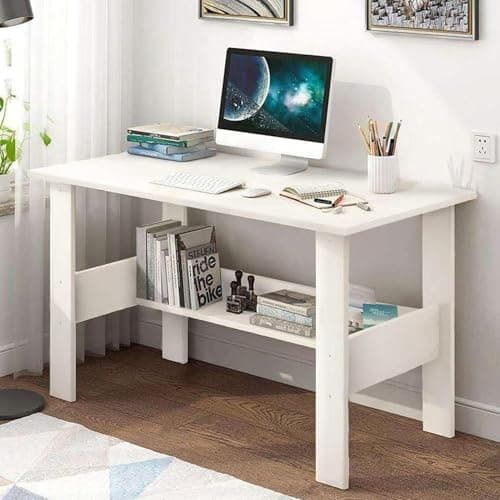 Callas Engineered Wood Computer Desk with Shelf – Modern Laptop Study Table for Home Office, Workstation & Writing Desk for Students and Professionals (ST-09-White) 3
