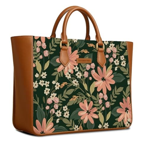 The Purple Tree Women's Office Essential Bag | Vegan Leather Handbag with Laptop Compartment | Spacious Office Bag | Designer Work Tote for Travel, College & Daily Use (Flora Muse)