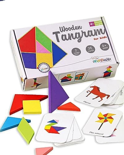 Intelliskills Premium Brain Boosting Wooden Tangram Puzzle Game for Kids, Educational & Travel Puzzle Game for 3+ Years Girls & Boys, Brain Teaser Toys, BIS Certified, Birthday Gift