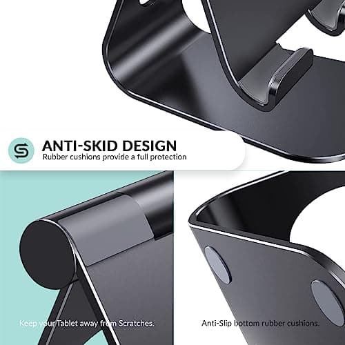 Tizum Aircase Mobile Stand, Tablet & Mobile Holder, Mobile Holding Stand, Premium Rust-Free Metal Body, Multipurpose Foldable & Anti-Skid Design, 180° View, Charger-Friendly, Widely Comaptible-Black 4