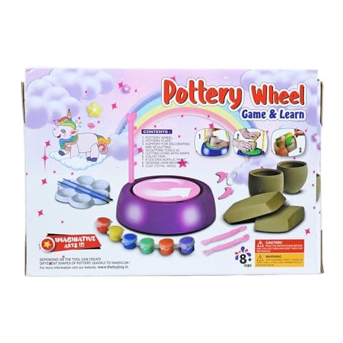 Braintastic Unicorn Kids Pottery Wheel Kit - Battery Operated Pottery Wheel & Painting Kit for Beginners with Modeling Clay, Sculpting Clay & Tools, Arts & Crafts Kids Age 8-12 4