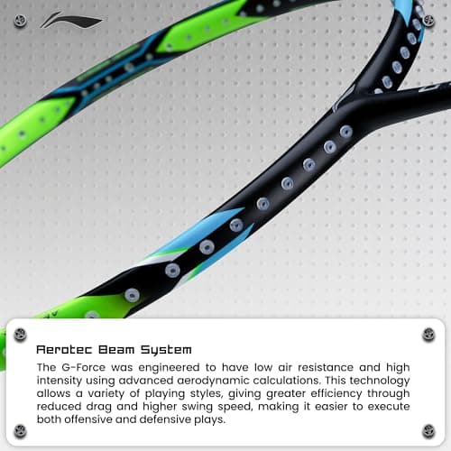 Li-Ning Carbon Fibre G-Force 8200 Extra Strong Unstrung Badminton Racket with Full Cover | 3U | Maximum Tension ? 35 Lbs (Black/Lime Green) 3