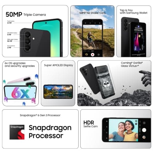 Samsung Galaxy A27 5G (Black, 6GB RAM, 128GB Storage) | 50MP No Shake Triple Camera | Snapdragon 4nm Processor | LPDDR5x | UFS 3.1 Storage | 6 Gen OS Upgrades | Super AMOLED Display 2