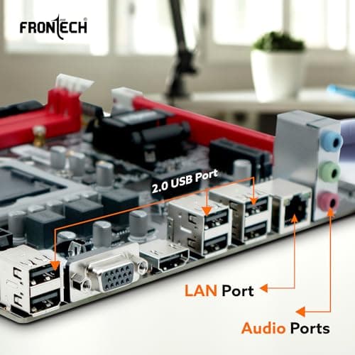 FRONTECH H61 Chipset Motherboard with 2xDDR3 RAM Slots LGA1155 Supports i3/i5/i7/Pentium Processors | 6+4 USB Ports | 4xSATA Slots | NVME Slots, 1xPCIEX16, 1xHDMI, 1xVGA (FT-0470) 3