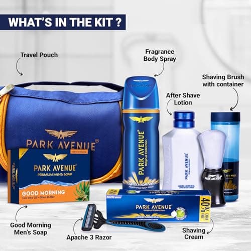 Park Avenue Good Morning Grooming Collection 7 in-1 Combo Grooming Kit for Men | Gift Set for Men | Father’s Day Gift for Dad | Shaving Kit for Men | Shaving Foam | After Shave | Gift Hamper for Men,  4
