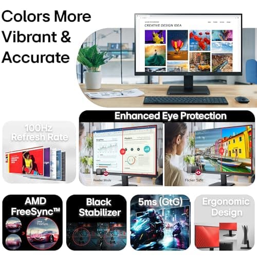 LG 22MR410-B 54.5 cm (21.45 Inch) Full HD (1920x1080) VA PC Monitor with 100Hz, 5ms (GtG), AMD FreeSync, D-Sub, HDMI, Tilt Adjustable Anti-Glare, 3-Side Virtually Borderless Design, sRGB 99% (Black) 2