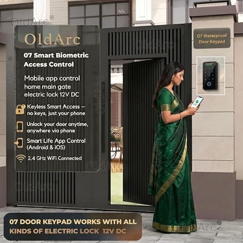OldArc O7 Fingerprint Door Access Control | Mobile App Biometric Door Keypad for Electric Lock 12VDC | Smart Biometric Access Control for Office RFID Door, Keyless Door Control by Phone 3