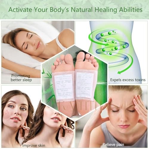 Kaththai Foot patch Herbal And Gentle Ingredient (20 Pieces) Detox Foot Pads Natural Ingredients for Sleep Aid Pain Relief Toxin Removal with Bamboo Vinegar and Acupoint Micro-Massage Technology 3