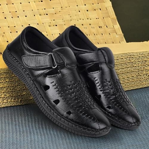 Zixer E7010 Ethnic Wear Wedding Party Half Shoes for Men Mojri Casual Formal Back Open Shoe Casuals for Men Black 5