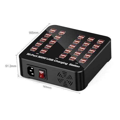 Drumstone (𝟏𝟓 𝐘𝐞𝐚𝐫𝐬 𝐖𝐚𝐫𝐫𝐚𝐧𝐭𝐲) 300W 50-Port USB Charging Station – High-Speed Multi-Device Smart Wall Charger for Smartphones, Tablets & Multiple USB Devices 2