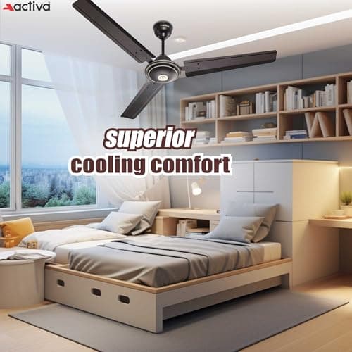 ACTIVA Apsra 1200mm High Speed Ceiling Fan | 390 RPM Powerful Air Delivery | Anti Dust Decorative Fan with Copper Motor | Low Noise | Smoke Brown | 2 Year Warranty, Pack of 1 5