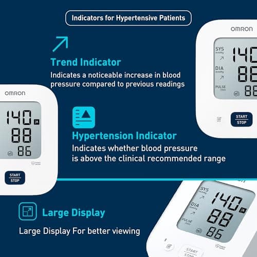 Omron HEM-7181 Upper Arm Automatic Blood Pressure Monitor with Long Battery Life and Hypertension Indicator 4
