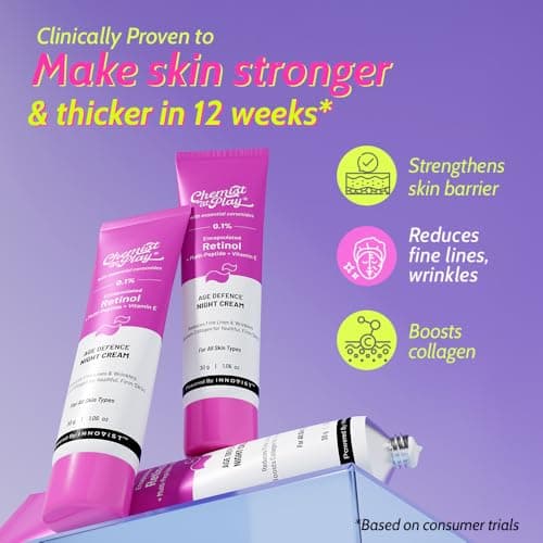 Chemist At Play 0.1% Encapsulated Retinol Night Cream for Face | Anti Aging cream for Women & Men | Reduces Wrinkles & Sunspots | Lightweight & Fast-Absorbing | All Skin Types | Boosts Collagen | 30 g 5