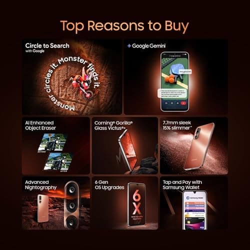 Samsung Galaxy M36 5G Mobile (Orange Haze, 6GB RAM, 128GB Storage) | Google Gemini| Gorilla Glass Victus+ | 7.7mm | AI Enhanced 50MP OIS Triple Camera | Nightography| Lag-free Gaming | Without Charger 3