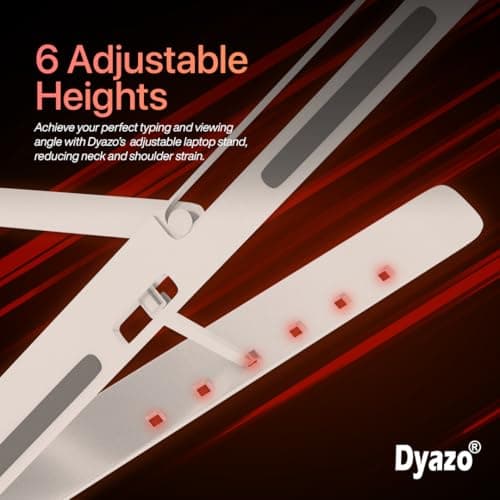 Dyazo 6 Angles Adjustable Aluminum Ergonomic Foldable Portable Tabletop Laptop/Desktop Riser Stand Holder Compatible for MacBook, HP, Dell, Lenovo & All Other Notebook (Silver) 2