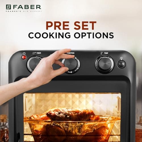Faber 20 liter 1500 Watts Air Fryer Oven|Fry, Bake, Roast, Toast, Defrost, Grill, Reheat & Broil|85% Less Oil|Temperature & Timer Control, Preset Cooking Options, Convection Function, Auto-Off|(Black) 5