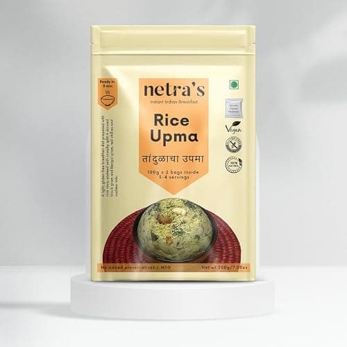 Netra’s Instant Rice Upma Mix – 200g Pack | Pack of 1 | Gluten-Free & Preservative-Free | Made with Premium Rice | Quick & Easy to Prepare | Perfect for Healthy Breakfast, Office Lunch, Travel 4