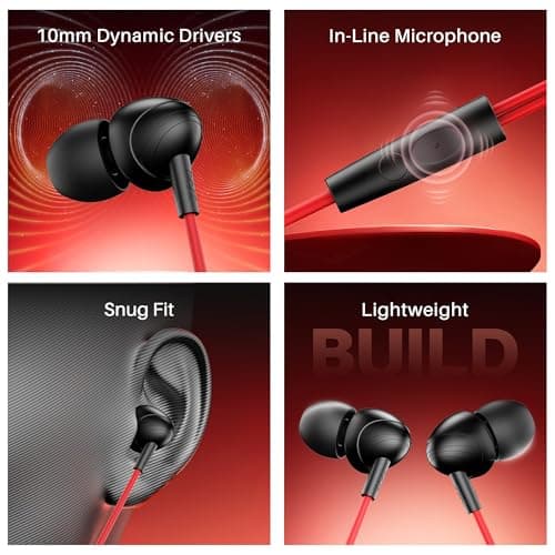 Boat BassHeads 210 Wired Earphones with 10mm Drivers, Signature Sound, in-Line Microphone, 3.5mm Jack, Voice Assistant & 120cm Cable (Active Black) 2