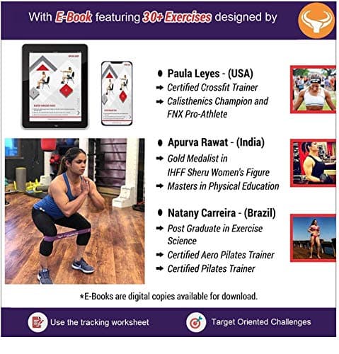 BULMARC Resistance Band Loop Set of 4 – Exercise Bands with 30+ Exercise Guide & Carry Bag for Squats, Hips, Legs, Butt, Glutes & Home Workouts 4